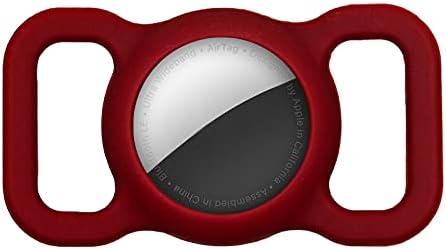 Airtag Dog Collar Holder, Silicone GPS Tracker Accessory with Bone Design for Dog and Cat Collars(1 Pack(Burgundy))