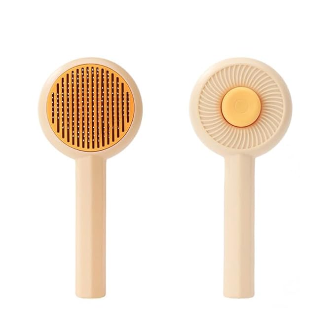 Hair Remover Self Cleaning Dog Brush for Shedding, Grooming, Deshedding, Deshedder Slicker Brushes for Short Hair Dogs and Cats (Yellow)