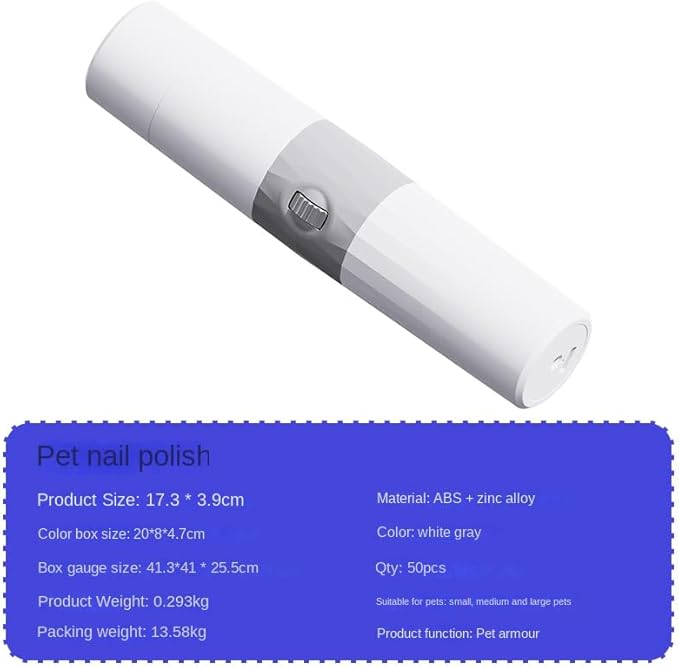 11 dB Silent Nail Trimmer for Pets Dogs Cats LED continuously Variable Speed Low Vibration Nail Trimmer (Grey and White)