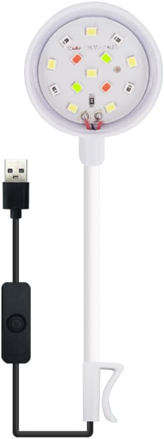 Tyasoleil Mini LED Aquarium Clip Light with 360° Rotation & Flexible Gooseneck, USB-Powered High Brightness Fish Tank Light for Aquatic Plants, Waterproof Cover, Eye-Caring Flicker-Free