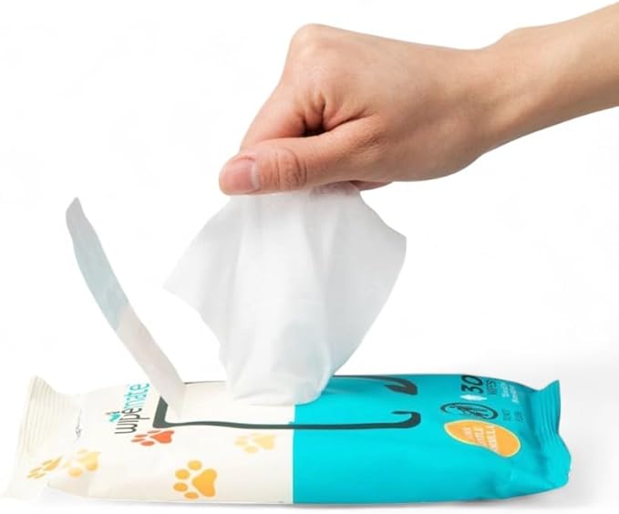 Bulk 4-Pack Travel Dog & Cat Pet Wipes for Small/Medium Pets Cleans Pet Paws Ears Fur Butt & Anal Gland No-Rinse Solution Gentle Deodorizing & Hypoallergenic - Unscented 120 ct