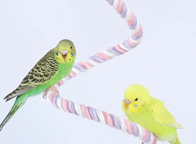 3Pcs Rope Perches for Bird Cages, Bendable Climbing Rope Cage Accessory Toy, Perfect for Parrots Cockatiels & Budgies, BirdToys, Swings & Ladders for Medium Birds