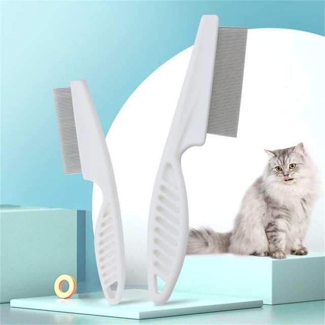 2Pcs White Flea Comb for Dogs and Cats,Pet Flea Comb,Multifunctional Pet Hair Comb Flea and Tear Stain Removal,Flea Comb for Dogs,Flea Comb for cats,Flea Combs,Pet Supplies,Flea and Tick Control