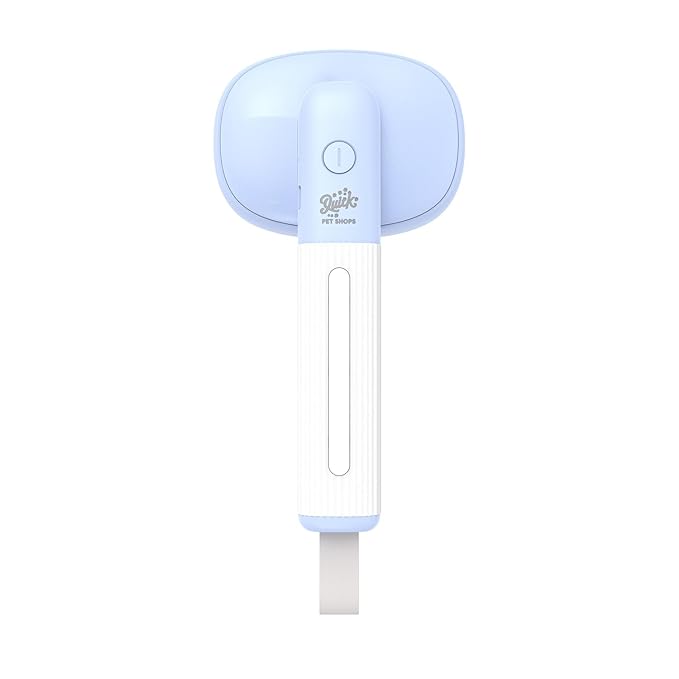 Quirk Multifunctional Cat Brush with Release Button, Hair Remover, Massager Negative Ion Pet Grooming, Blue, for Dogs and Cats