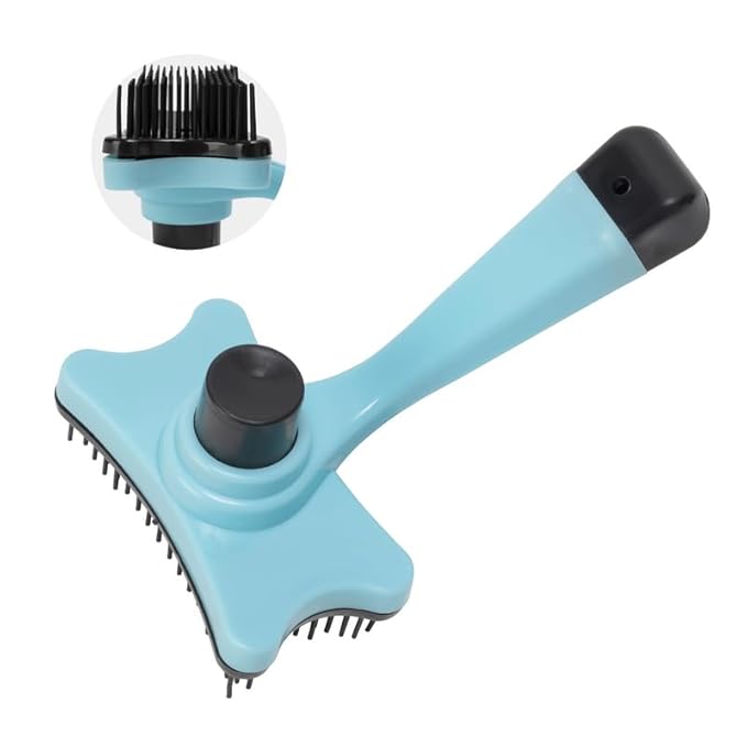 Dog and Cat Brush - Self Cleaning Pet Brush - Pet Hair Brush Accessories - Dog Deshedding Brush for Grooming Dogs, Cats, Rabbits - Shedding Tool for Pets with Short & Long Hair