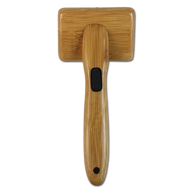 Alcott Bamboo Groom Slicker Brush with Stainless Steel Pins for Pets, Small,Black