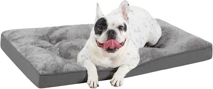 Dog Bed for Crate Washable Dog Beds for Small Dogs Plush Dog Kennel Pad Pet Sleeping Mat with Anti-Slip Bottom, 23x17 Inch, Grey