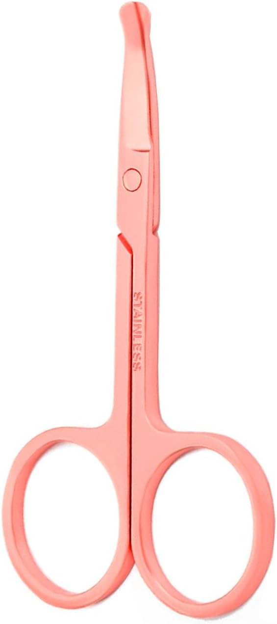 3.5 Inch Silent Pet Grooming Tiny Safety Scissors for Cats & Dogs - Quiet Alternative to Electric Clippers for Sensitive Pets (Rose Gold-Curved)