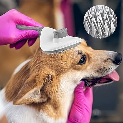 Cat Brush for Shedding, Pet Grooming Cat Brush with Release Button, Self Cleaning Slicker Brush for Cats and Dogs, Long and Short Fur Cat Deshedding Brush To Remove Loose Undercoat, Tangles, Knot