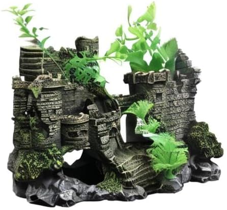 SLOCME Aquarium Medieval Resin Castle Decoration - Realistic Fish Tank Castle Accessory, Shelter for Betta Fish & Reptile