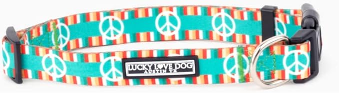 Lucky Love Dog Collar, Beautiful & Vivid Pattern X-Small Boy Dog Collars, Easy On & Off Clasp Accessory, Peace On Earth, Extra Small
