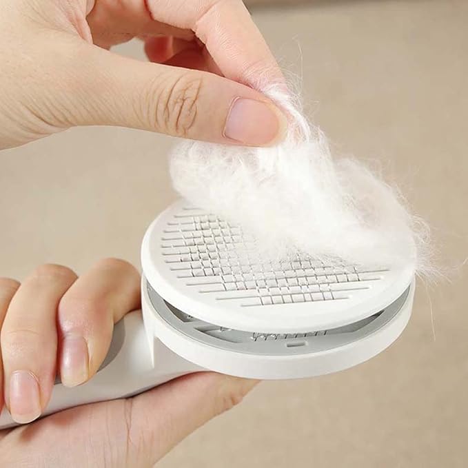 Pet Dog Cat Grooming Brush Self Cleaning Brush, Removes Hair Massages Pet Comb, Plastic Hair Shedding Brush