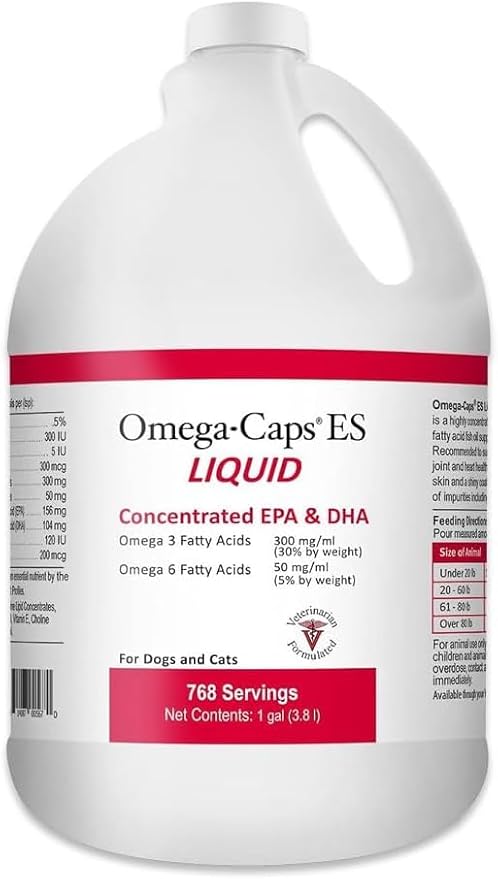 Liquid for Dogs and Cats Gallon Size High Potency Omega-3 and Omega-6 Fatty Acids Concentrated EPA and DHA Fish Oil Supplement Vet Formulated Made in USA Skin Coat Joint and Heart Health 768 Servings