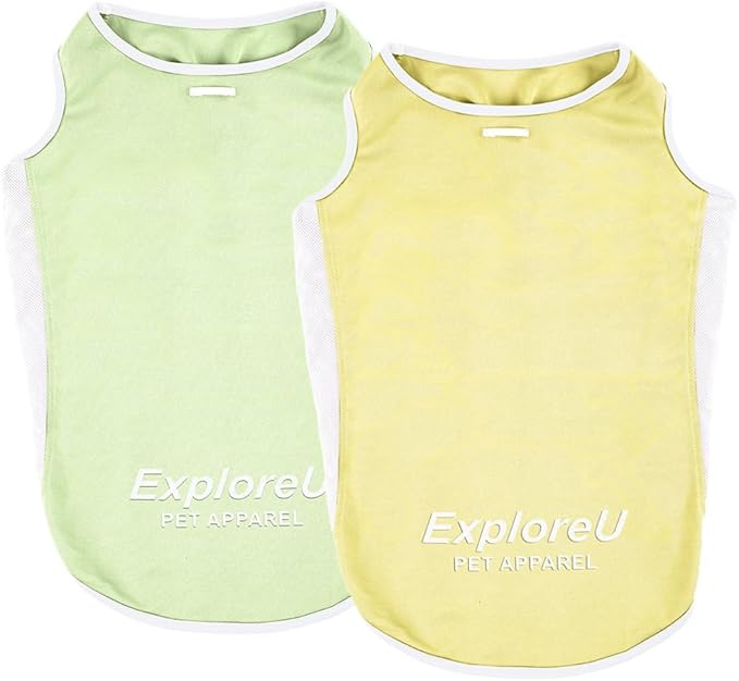 Dog Shirt, Lightweight Breathable Dog Cooling Vest Sun Protection Pet T-Shirts Quick Dry Soft Stretchy Reflective Label Pet Clothes - Small Medium Large Dogs (Melon Green+Soft Yellow, Small)