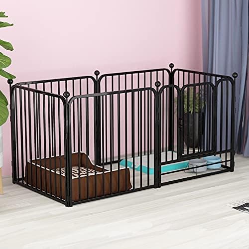 Dog Panel Pet Playpen Pen Bunny Fence Indoor Outdoor Fence Playpen Heavy Duty Exercise Pen Dog Crate Cage Kennel (55" L x 27.5" W x 31.5" H) (Black)