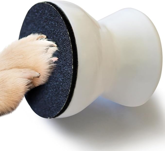 Dog Nail File - Upgraded Dog Nail Scratch Board - 1 White Nail File for Dogs w/ 4 Replaceable Sandpapers - Dog Nail Trimmers - Round Dog Nail Grinder for Pet Nails - Relaxing Dog Nail Trimming Board