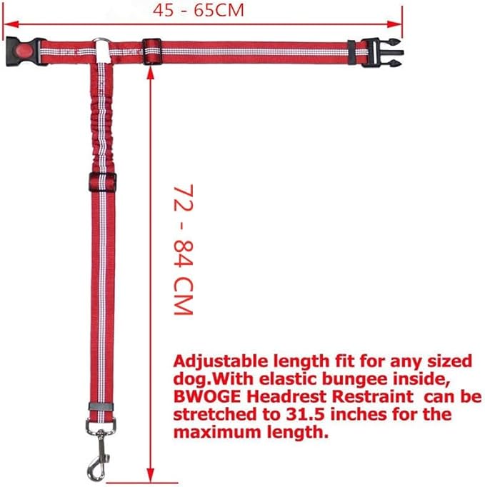 2 Piece Set Dog Seat Belt Retractable Dog Car Seatbelts Adjustable Pet Seat Belt for Vehicle Headrest Restraint Adjustable Heavy Duty & Elastic & Durable Car Harness for Dogs