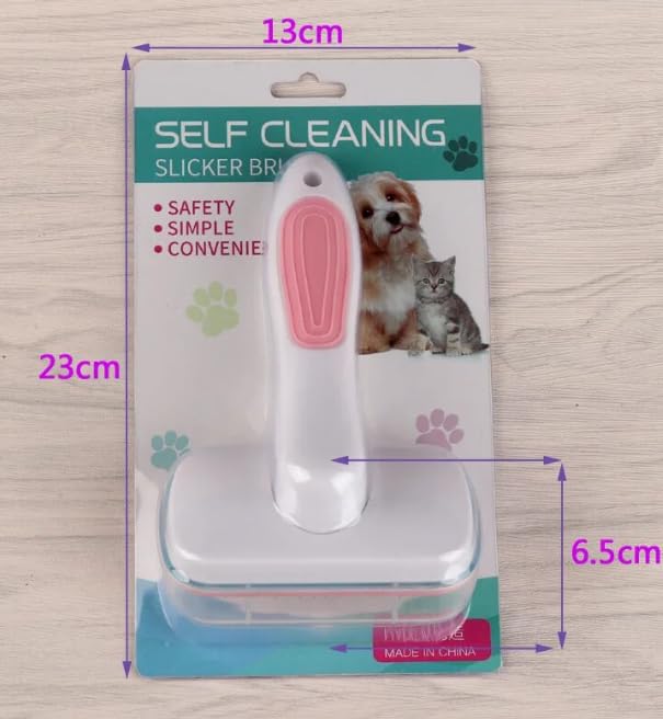 Pet Grooming Comb Professional Cat Care Stainless Steel Slicker Hair Tick Remover Grooming Dog Brush Pet Comb (Pink)