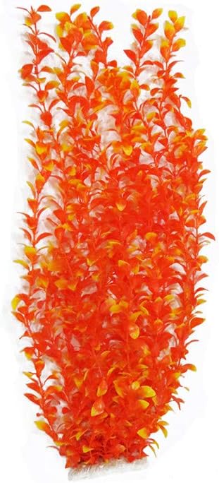 Norgail Large Freshwater Aquarium Plastic Plants Artificial Plant for Fish Tank Decoration Ornaments 25.5 Inches Tall Orange 1Pcs