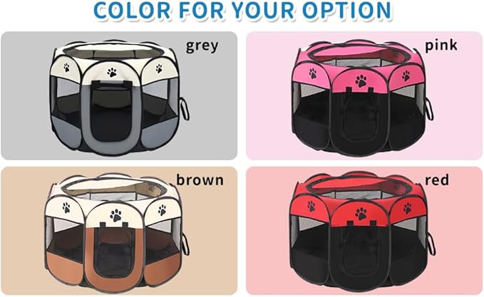 Dog Play Pen Portable Cat House Easy Assemble Pet Indoor/Outdoor Security Cage Red-M