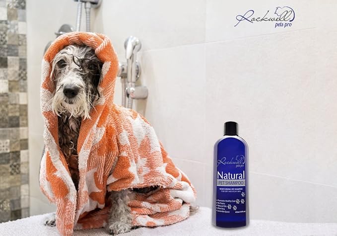 Dog Shampoo for Dry and Itchy Skin Made in The USA by Rockwell Pets Pro (16 fl oz) ideal paw cleaner for dogs with Aloe Vera Argan Oil Natural Willow Meadowsweet Chaparral and Olive Extracts