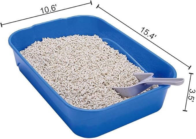 Kitty Litter Box Starter Kit - Small Cat Litter Pan Without Lid, Litter Mat, Scoop and Bowl for Kitten Within 3 Months (GreyScoop)