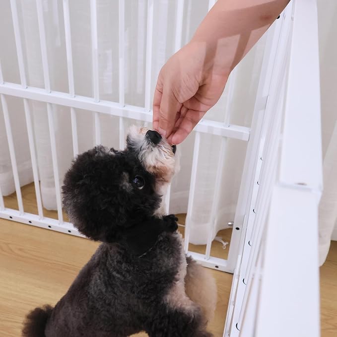 Dog Playpen - 32" Height Dog Pen, Heavy Duty Puppy Pen with Door, Safe & Sturdy, Easy Assemble for Indoor/Outdoor Pet Playpen (6 Panels with Door, White)