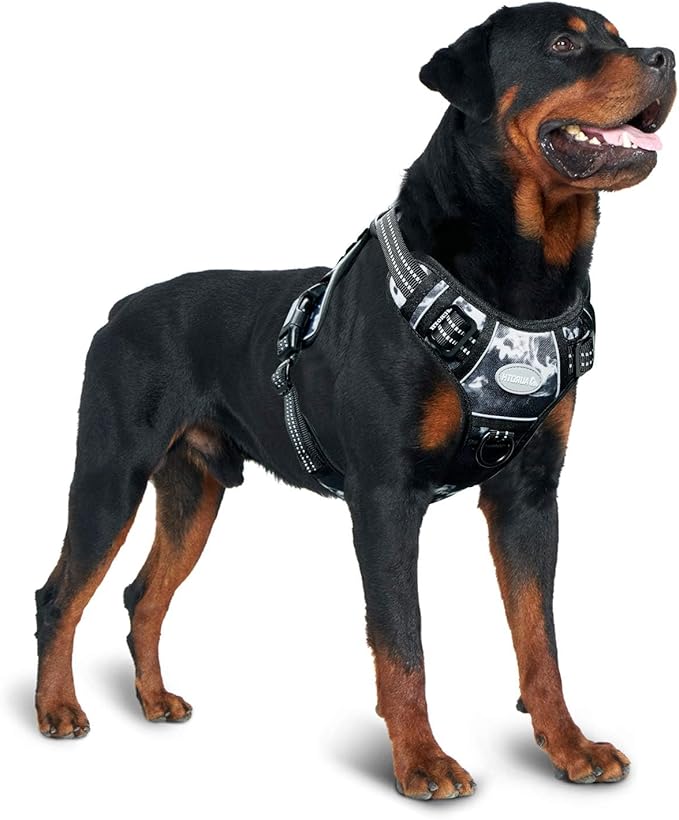 Auroth Tactical Dog Harness for Small Medium Large Dogs No Pull Adjustable Pet Harness Reflective K9 Working Training Easy Control Pet Vest Military Service Dog Harnesses (M, Black Ink)