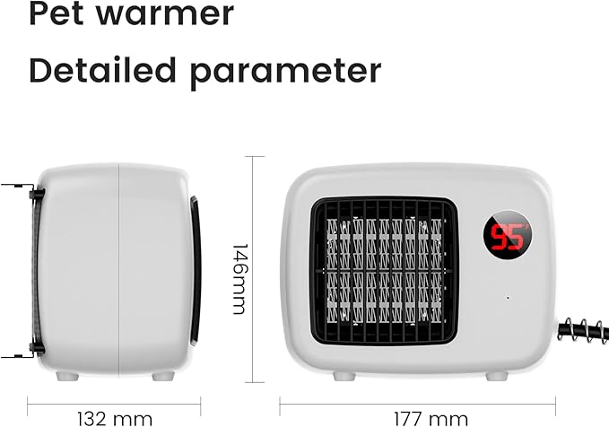 Dog House Heater, 300-600W Pet Heating for Dogs Chicken Coops Garage Greenhouse Gift for Farm Garden Lover, Anti Chew Cord & Safe Overheat Protection, Fast 2 Heating Mode