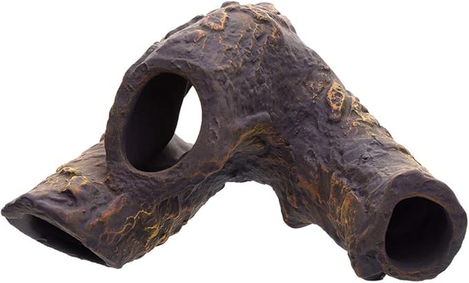 Plecoceramics Aquarium Ceramic Decorations Cave Betta Stone Decor - Aquarium Fish Tank Hideway Decor for breeding Cichlids Plecos Betta Toys Hideout (Snag)