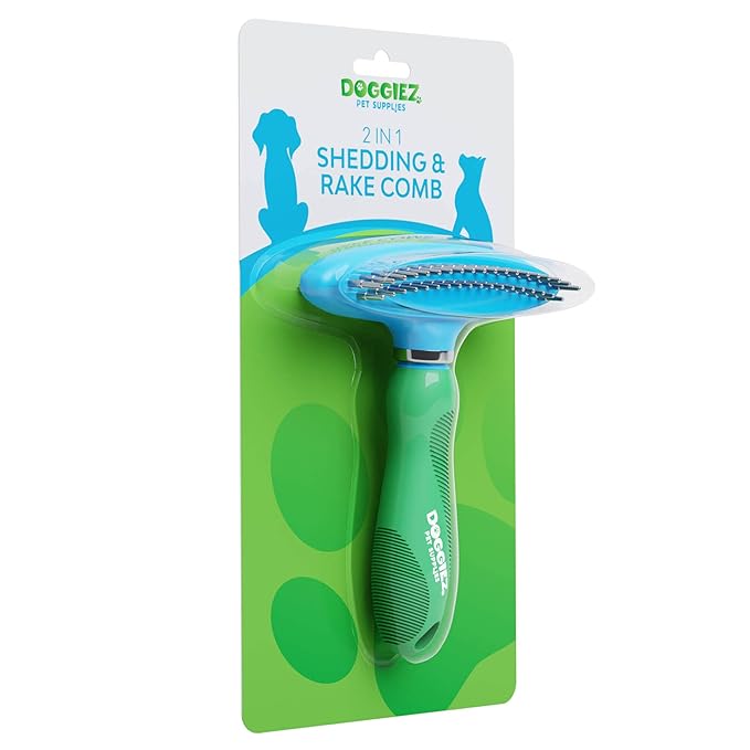2-in-1 Dog Brush for Shedding & Undercoat Rake Dog Hair Brush - Cat Grooming Supplies Long Hair Dog Deshedding Brush - Dog Grooming Brush - Pet Brushes for Dogs - Short Haired Fur, Long Hair Cat Brush