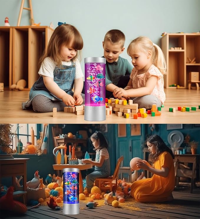 Fish Lamp Aquarium Artificial Fish Tank Bubble Color-Changing Mood Light Decorations for Home Office Decor Great Gifts for Kids