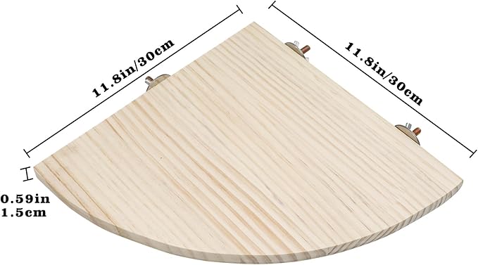 11.8 × 11.8 Inches Large Bird Perch Stand Platform, Natural Wooden Small Animals Cage Accessories, Rectangle Stand Perch Shelf for Parrot Parakeet Cockatiel Rat Hamster Guinea Pig Conure Chinchillas