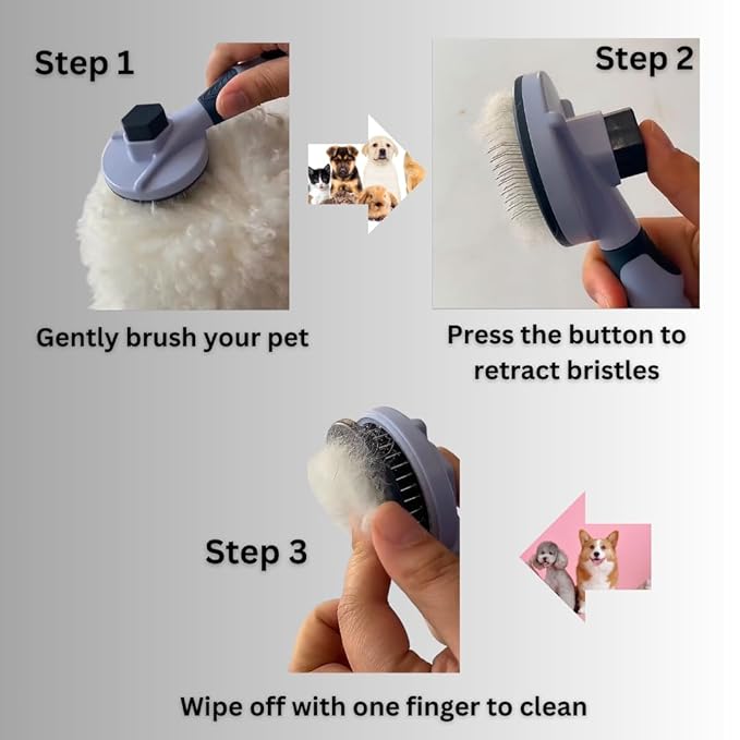 Dog & Cat Brush - Pet Grooming & Shedding Tool for Long & Short Hair - Deshedding Comb for Loose Fur - Professional Hair Remover for Pets (Blue)
