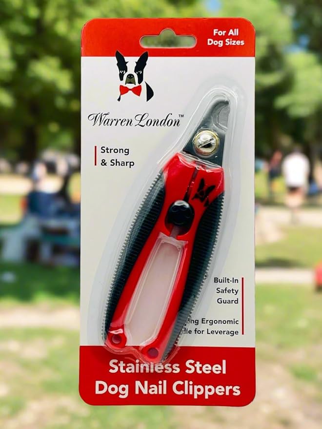 Warren London Dog Nail Clippers Strong Enough for All Dog Sizes | Stainless Steel Blade | Ergonomic Grip | Nail Safety Guard | Professional Grooming Tool
