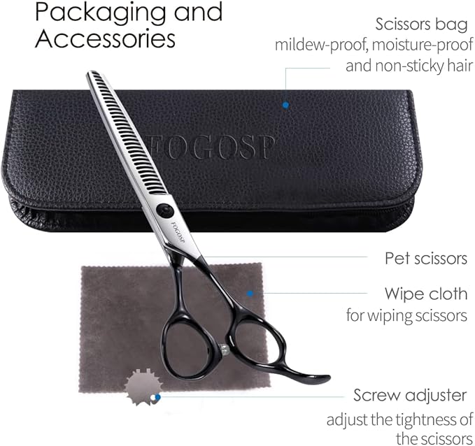 Dog Thinning Shears for Grooming 36 Teeth 6.5" Dog Blending Shears for Grooming Small Medium Dogs Professional Pet Thinners Blenders Scissors for Right Groomer(Blender, Black)