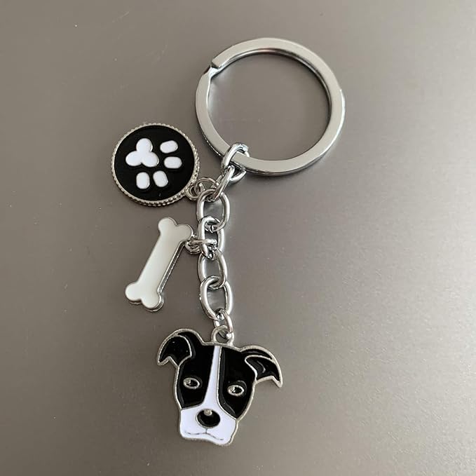 Dog Keychain, Puppy Keyring Keyfob Metal Pet ID Tags for Clothing Bag Adornment Accessory (24-Pit Bull Terrier)