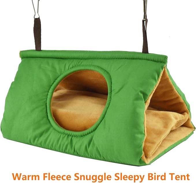 Winter Warm Bird Nest House Parakeet Hanging Hammock Bed Cockatiel Parrot Cage House Tent Plush Snuggle Hut Budgies Sleeping Hideaway with Pad Lovebirds Conures Quaker Rats
