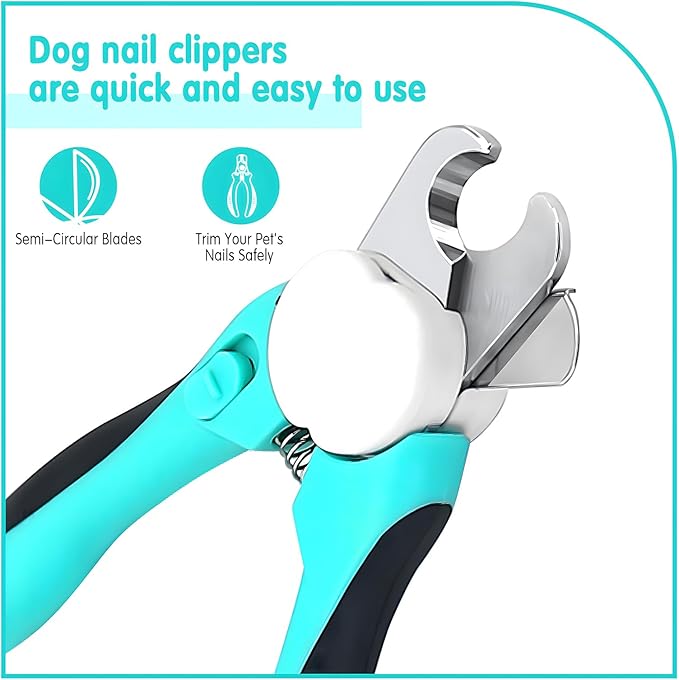VIWIK 2 in 1 Dog Nail Trimmers with LED Light for Bloodline, Dog Comb, Dog Nail Clippers with Quick Sensor & Safety Guard to Avoid Overcutting, Cat Puppy Claw Clipper for Grooming with Nail File Blue