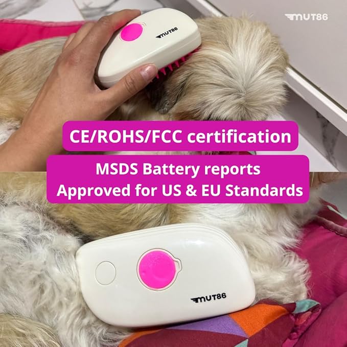 2-in-1 Mist Spray Pet Brush for Dogs & Cats - USB-C Rechargeable, Anti-Static & Soft Silicone Bristles - Relaxing Grooming & Shedding Control