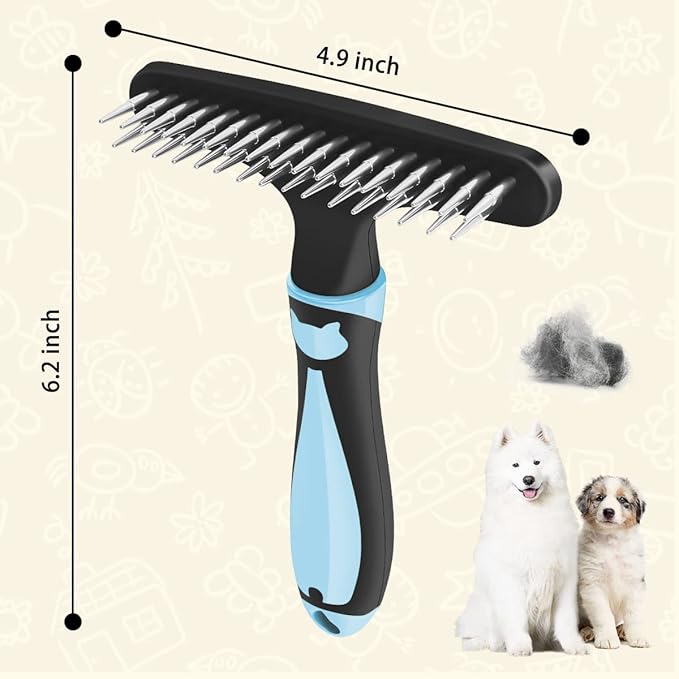 Pet Hair Remover, Portable Dog Cat Hair Remover Lint for Hairball, Fuzz, Carpet Restoration, Carpet Rake, Carpet Groomer Rake, Shag Rug Rake, Hair Cleaner Suitable for Rug and Carpet (Blue)