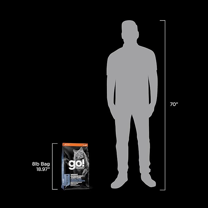 Go! Solutions Weight Management + Joint Care, Grain-Free Dry Cat Food, Chicken Recipe, 8 lb Bag