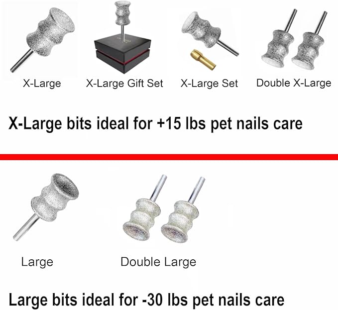 Dog Nail Grooming Tools - Dog Nail Grinder Attachment for Dremel - Diamond Rotary Nail Grinder Bits for Small Medium Dogs Cats and Animals (L)