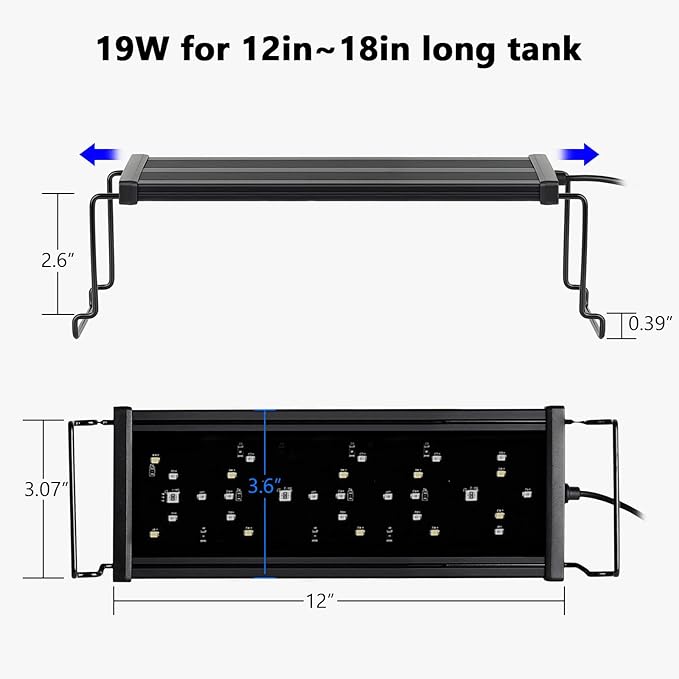 hygger New Mode 24/7 Timer LED Aquarium Light, Auto On Off Full Spectrum Fish Tank Light Fish Colorful/Sun/Nightlight/Wrgb Cycle Mode for Freshwater Plants Tank (for 12in~18in Long Tank)
