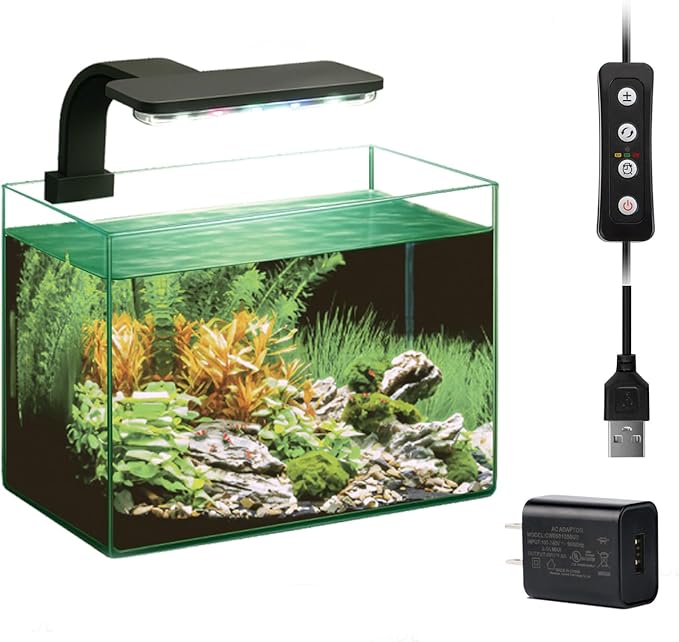 Aquarium Light, 3 Mode Clip on Fish Tank Light with Timer Function, Full Spectrum Aquarium Plant Light, Adjustable Brightness, for 6-10 Inch Fish Tank