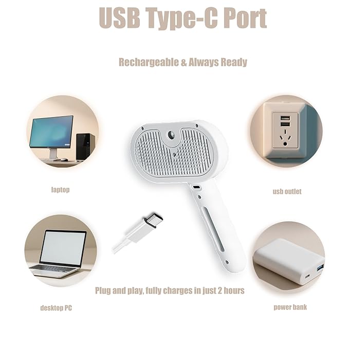 3 - in - 1 Pet Steam Brush for Cats & Dogs - Suitable for All Hair Types! One - Click Spray; Comfortable Massage; Superior Deshedding & Skin Care; Quiet Operation at 36dB (White)