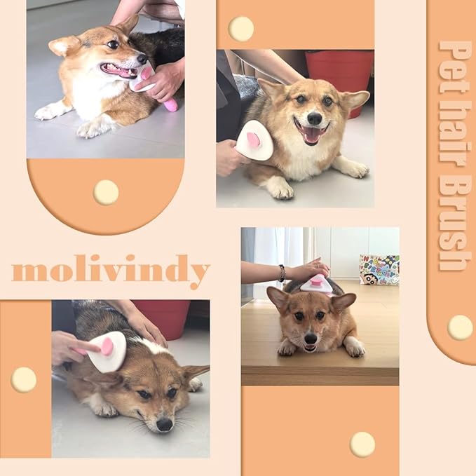 Self Cleaning Slicker Brush,Dog Brush with Massage Particles,Removes Loose hair & Tangles,Skin Friendly & Promote Circulation-pink 1