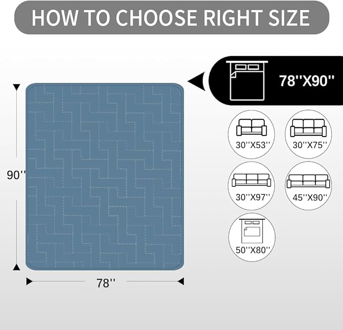 fuguitex Waterproof Dog Bed Cover Couch Cover for Pet Anti-Slip Cat Mat Pet Pad Blanket for Sofa Chair Recliner Bed Furniture Protrctor