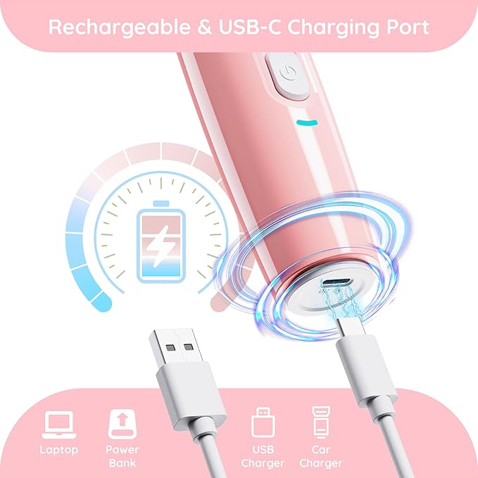 Bonve Pet Nail Grinder for Dogs - Upgraded Dog Nail Trimmers Super Quiet, 2 Speeds, Rechargeable, 2 Grinding Wheels for Small Large Dogs & Cats (Pink)