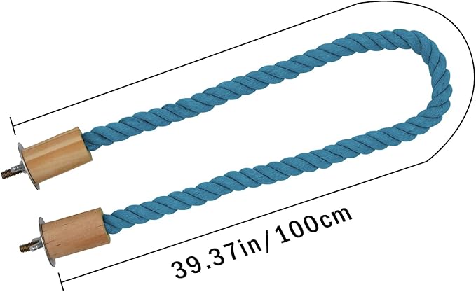 2 Pack Bird Rope Perch & Swing, Bird Cage Stand Pole Accessories, Climbing Toy for Parrot, Parakeet, Budgies, Cockatiels & Lovebirds (39.37"/100 cm)